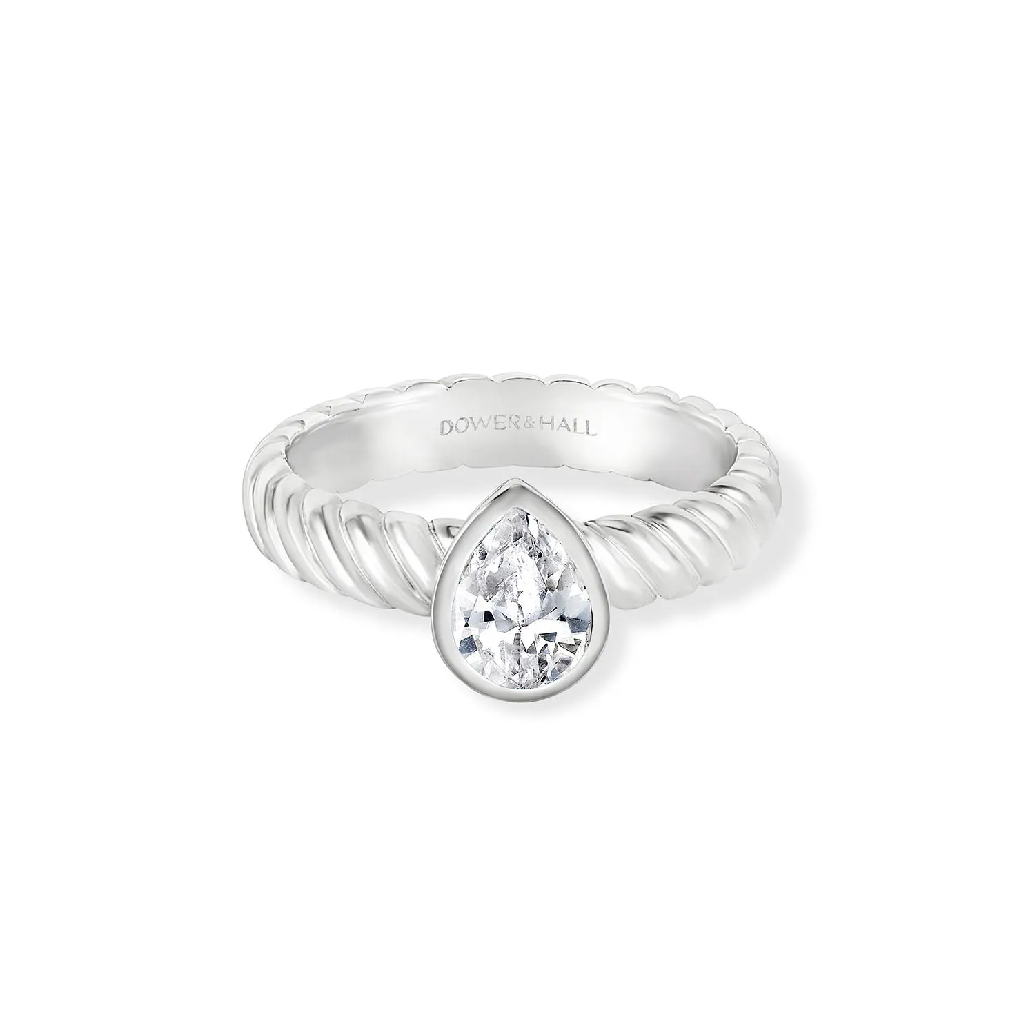 White Topaz Pear Twist Twinkle Ring sold by Dower & Hall product image thumbnail 4