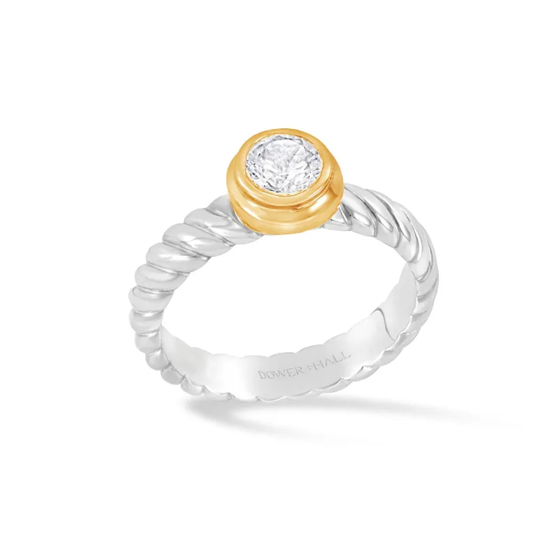 5mm Lab Grown White Sapphire Twist Twinkle Ring sold by Dower & Hall