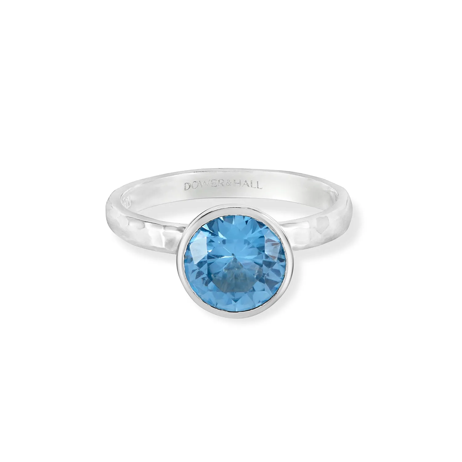 8mm Blue Topaz Hammered Twinkle Ring sold by Dower & Hall product image thumbnail 4