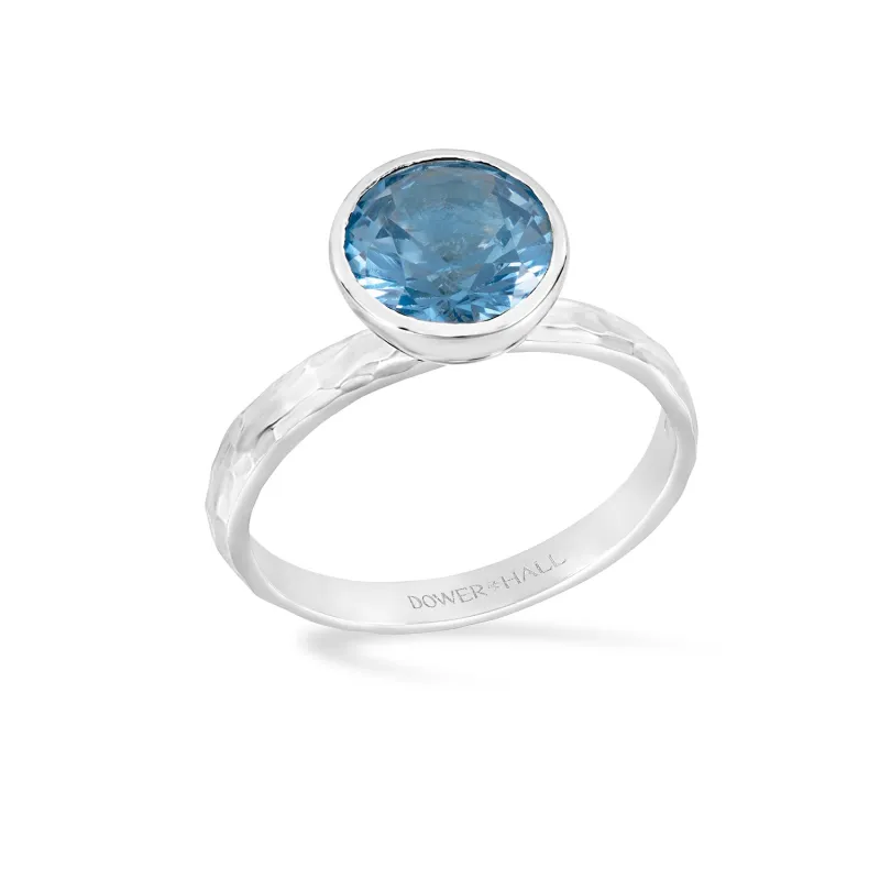 8mm Blue Topaz Hammered Twinkle Ring sold by Dower & Hall