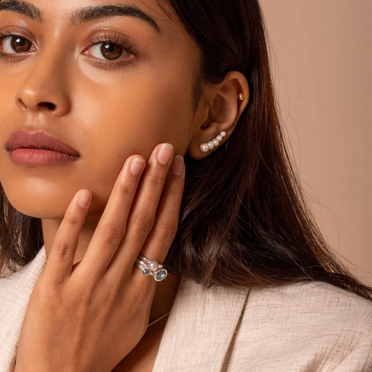 8mm Blue Topaz Hammered Twinkle Ring sold by Dower & Hall product image thumbnail 3