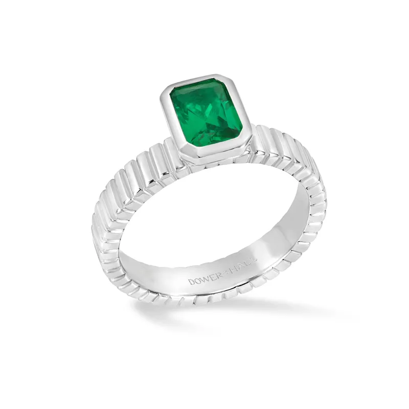 Green Garnet Octagon Twist Twinkle Ring sold by Dower & Hall
