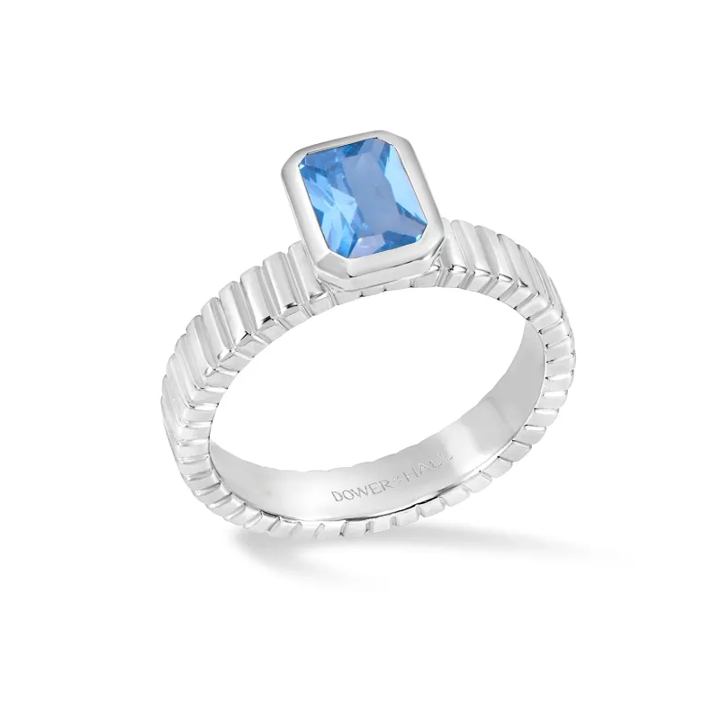 Blue Topaz Octagon Twist Twinkle Ring sold by Dower & Hall
