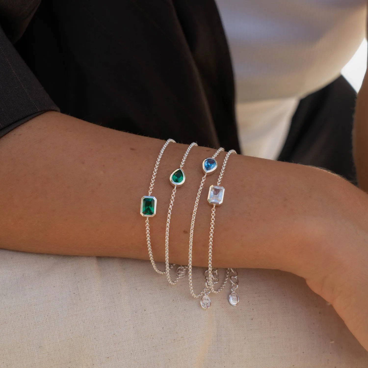 White Topaz Octagon Chain Bracelet sold by Dower & Hall product image thumbnail 5