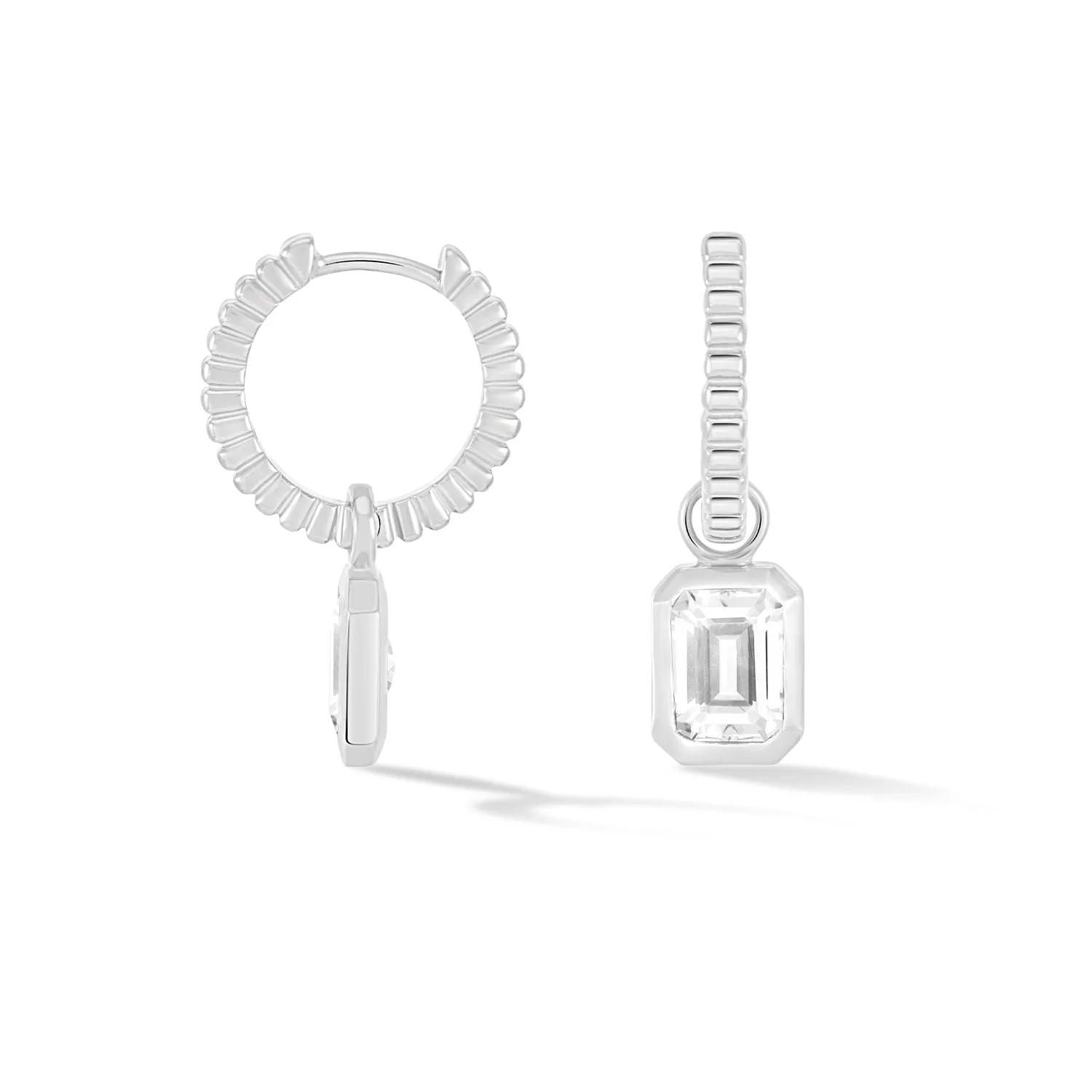 White Topaz Humbug Huggie Charm Hoops sold by Dower & Hall product image thumbnail 4