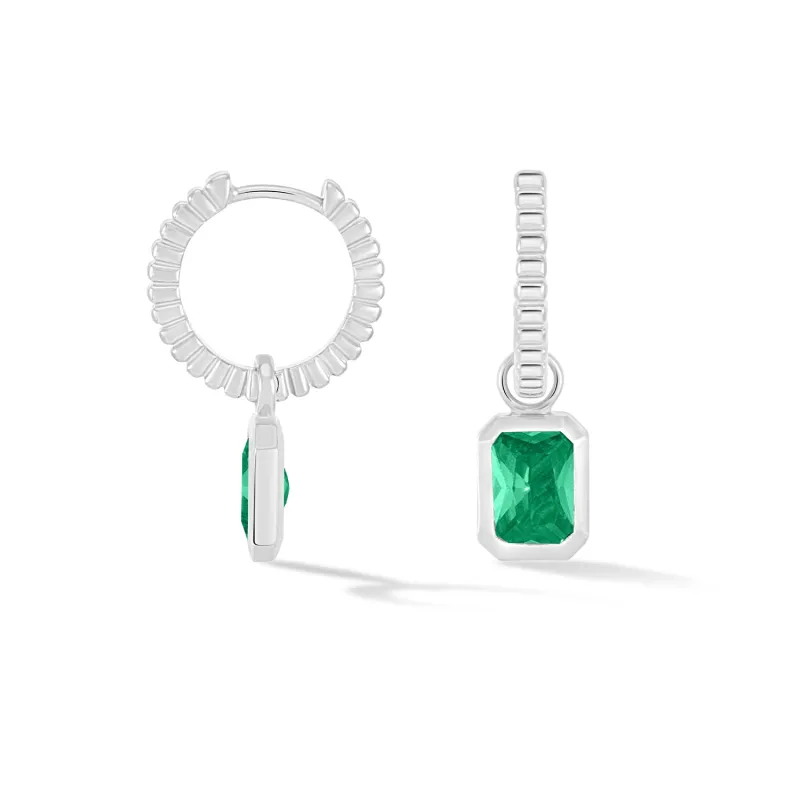 Green Garnet Humbug Huggie Charm Hoops sold by Dower & Hall
