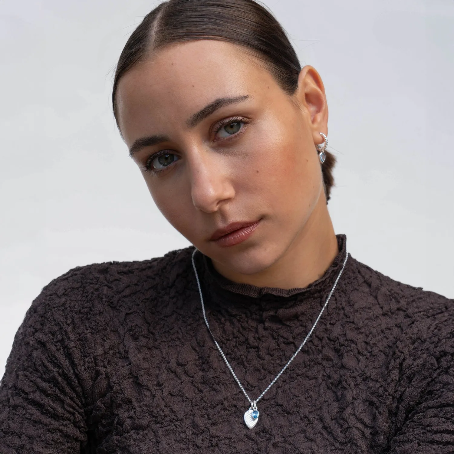 Blue Topaz Twist Peardrop Necklace sold by Dower & Hall product image thumbnail 4