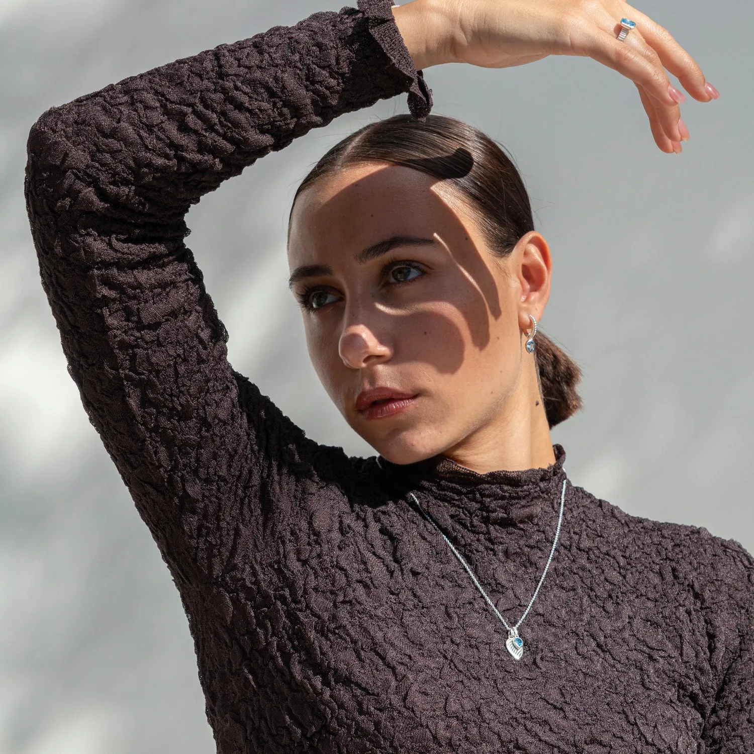 Blue Topaz Twist Peardrop Necklace sold by Dower & Hall product image thumbnail 2