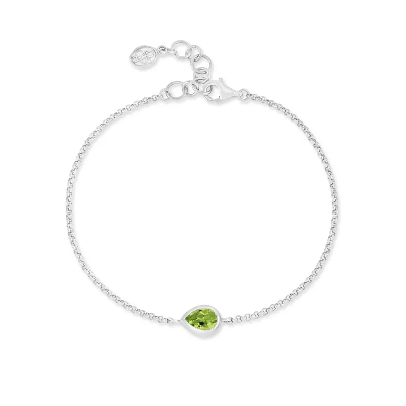 Peridot Pear Chain Bracelet sold by Dower & Hall