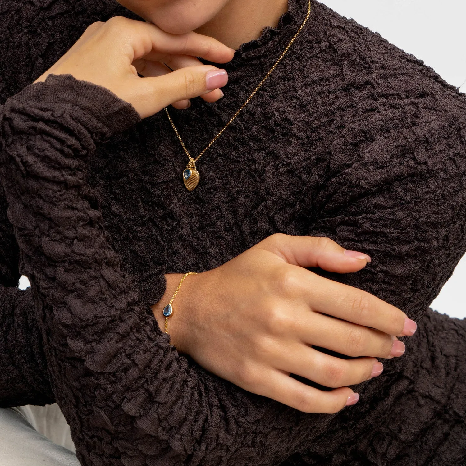 Blue Topaz Pear Chain Bracelet sold by Dower & Hall product image thumbnail 5