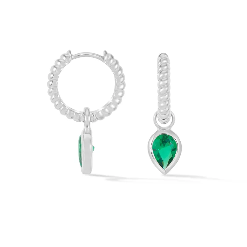 Green Garnet Twist Huggie Charm Hoops sold by Dower & Hall