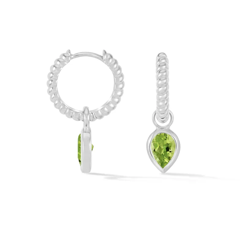 Peridot Twist Huggie Charm Hoops sold by Dower & Hall