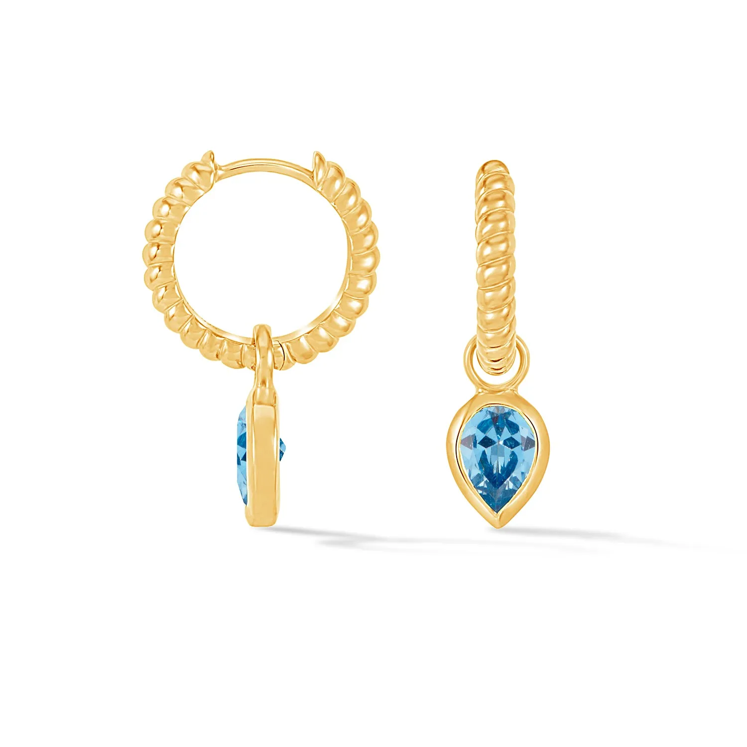 Blue Topaz Twist Huggie Charm Hoops sold by Dower & Hall product image thumbnail 5