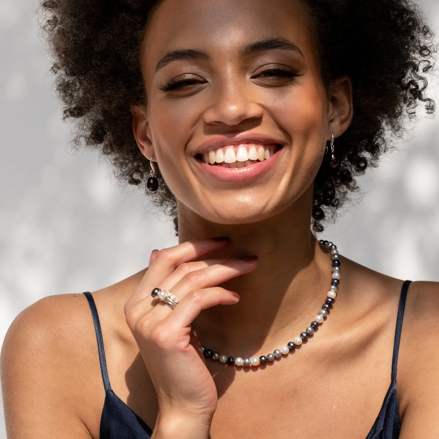 Rosey Pearl Twinkle Stacking Rings sold by Dower & Hall product image thumbnail 3