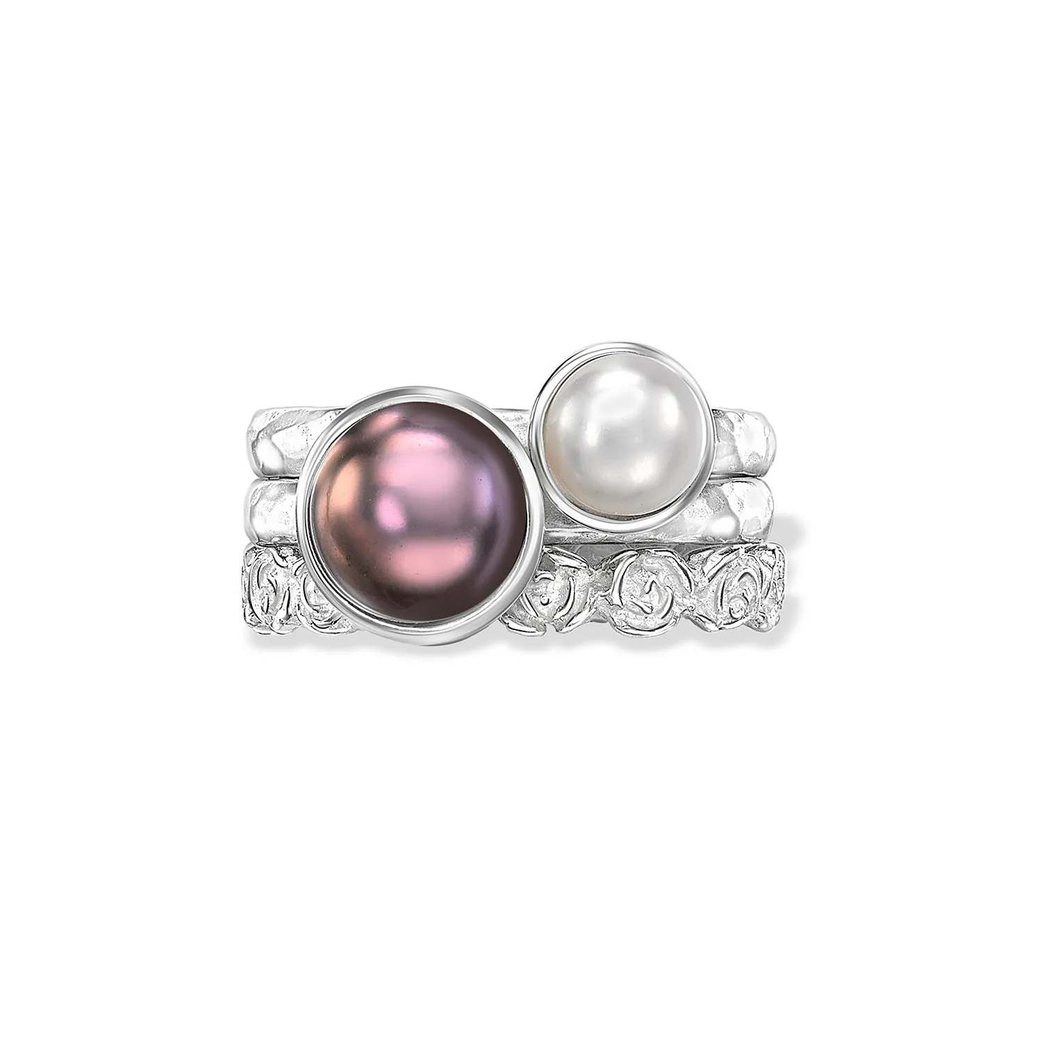 Rosey Pearl Twinkle Stacking Rings sold by Dower & Hall