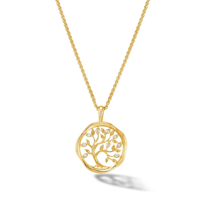 18k Diamond Tree of Life Talisman Necklace made by Dower & Hall