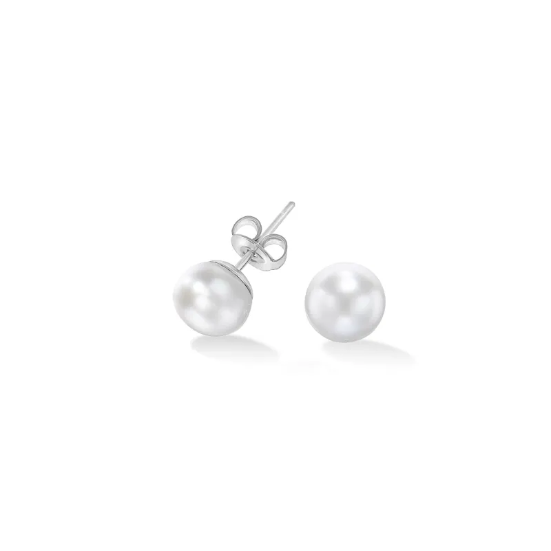 White Timeless Freshwater Pearl Studs sold by Dower & Hall