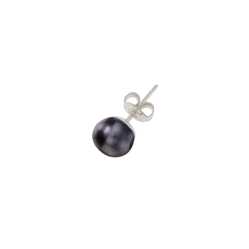Men's Single 8mm Peacock Freshwater Pearl Stud made by Dower & Hall