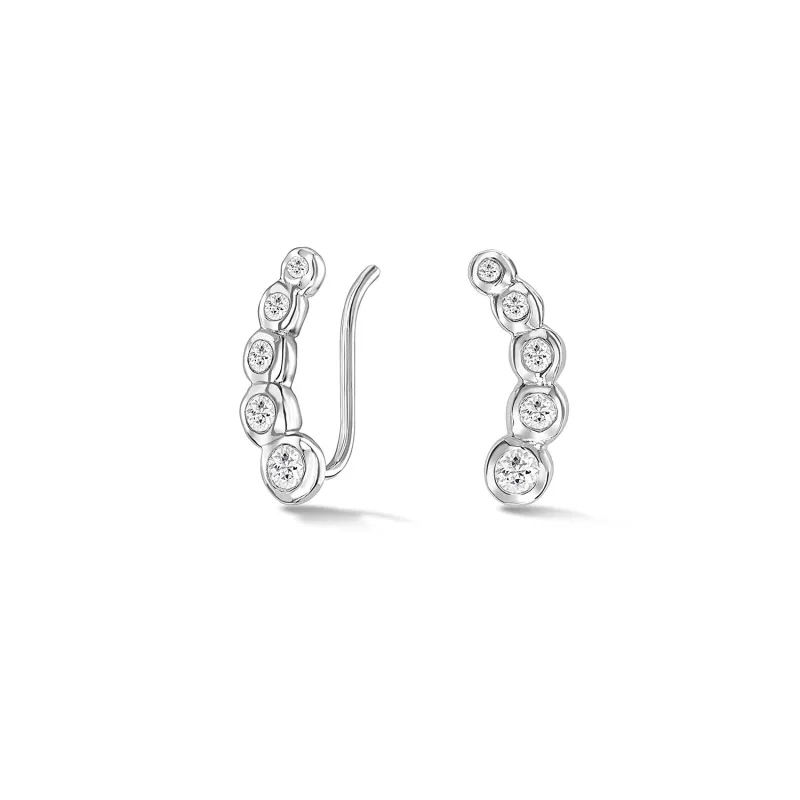 White Sapphire Dewdrop Ear Climbers sold by Dower & Hall