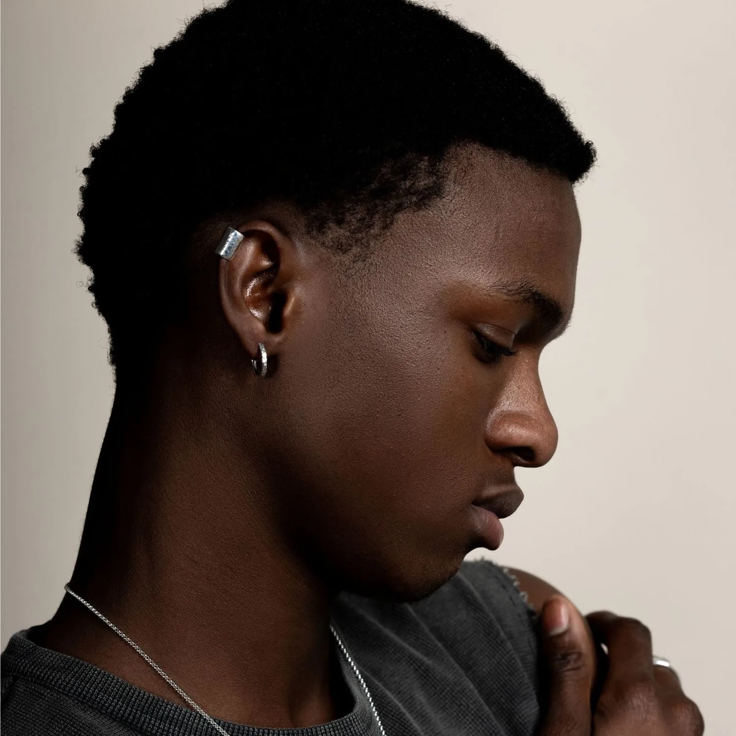 Men's Medium Hammered Nomad Huggie Hoops sold by Dower & Hall product image thumbnail 4