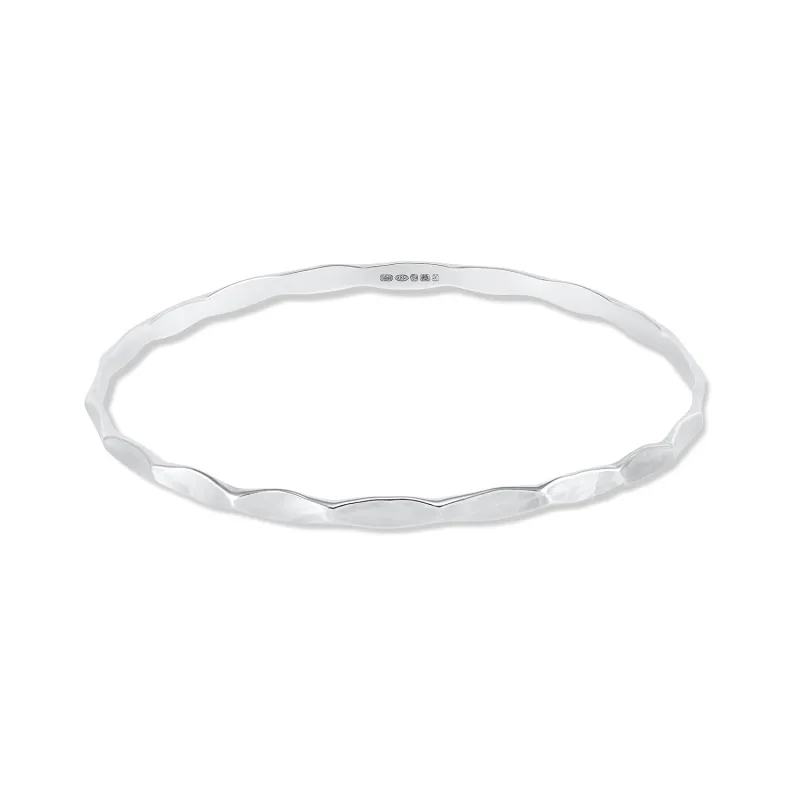 Men's 3mm Hammered & Scalloped Nomad Bangle sold by Dower & Hall