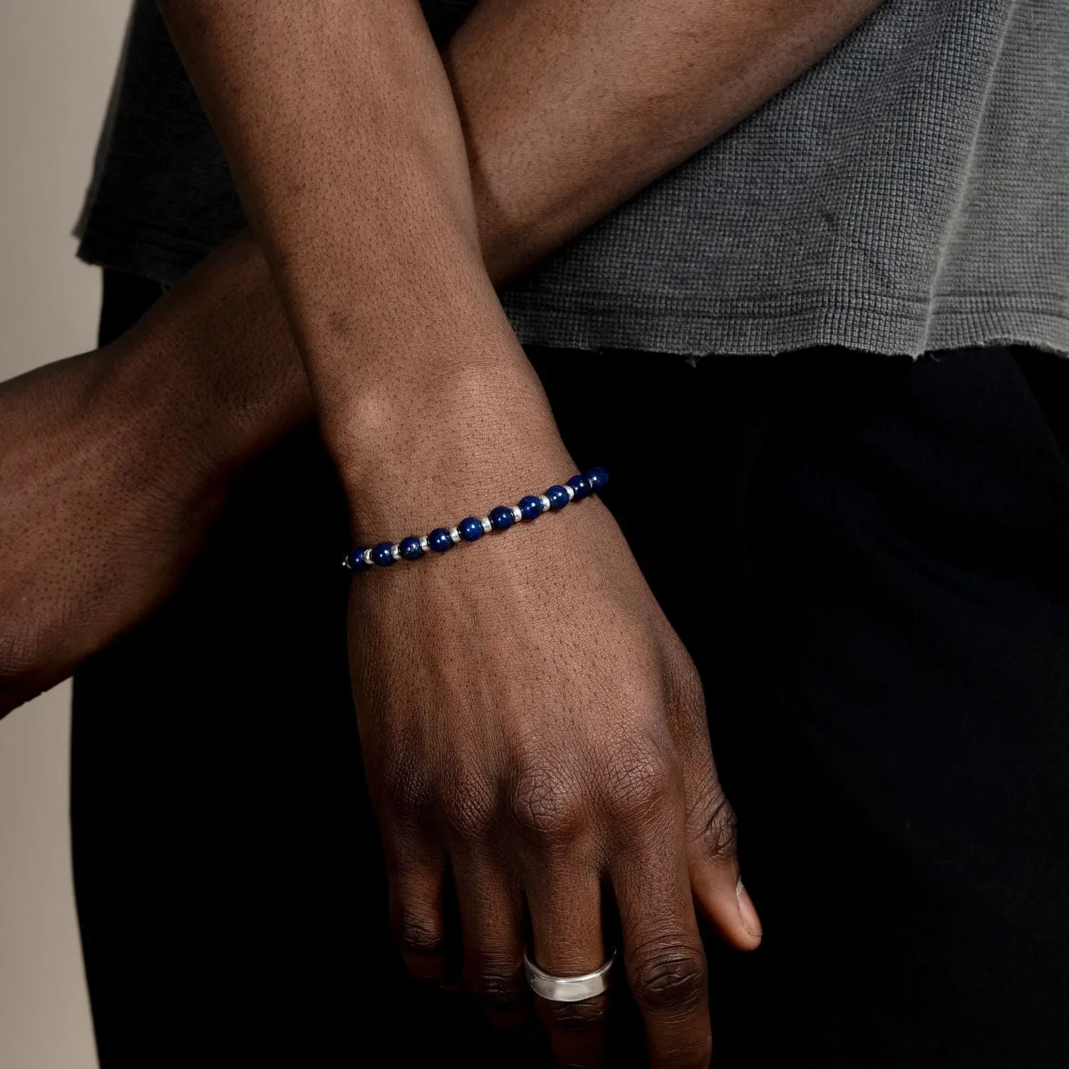 Men's Lapis Lazuli Halo Bracelet sold by Dower & Hall product image thumbnail 3