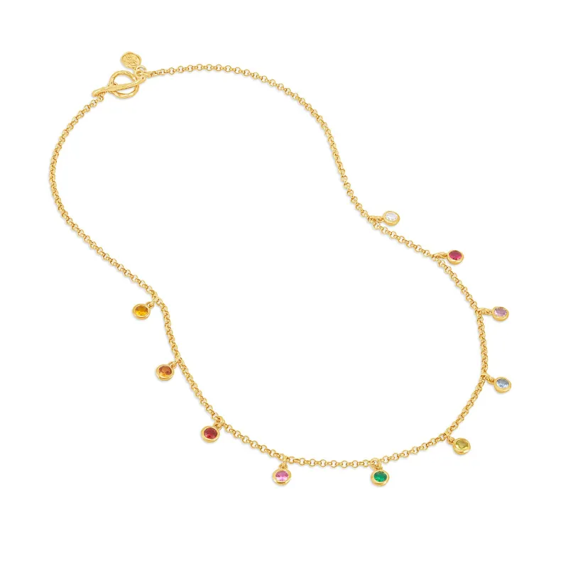 Mixed Gemstone Array Chain Necklace sold by Dower & Hall
