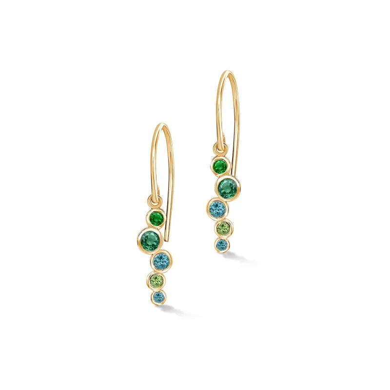 18k Emerald Green Small Cascade Earrings sold by Dower & Hall