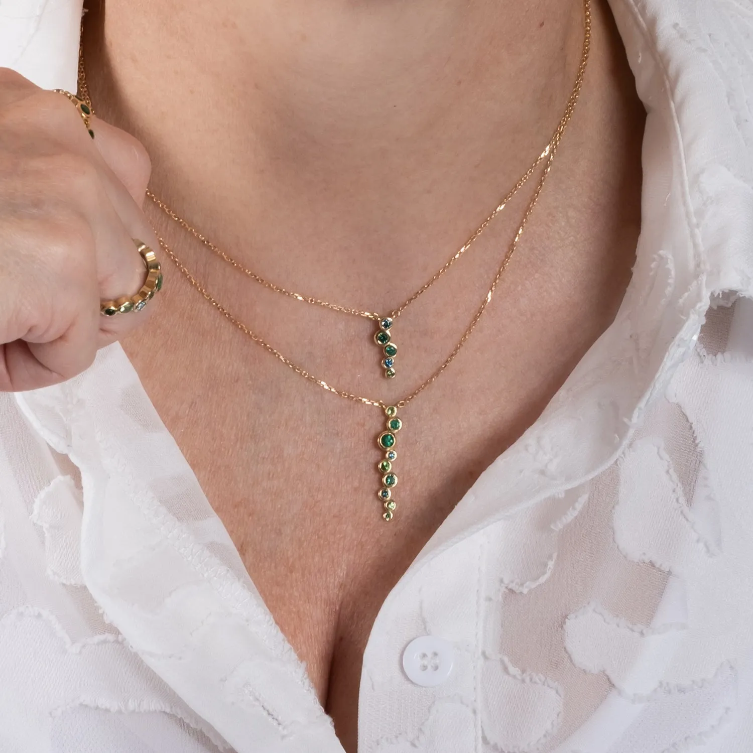 18k Emerald Green Small Cascade Pendant sold by Dower & Hall product image thumbnail 4