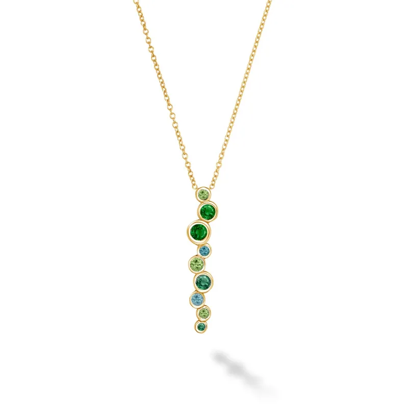 18k Emerald Green Long Cascade Pendant sold by Dower & Hall