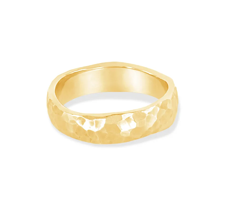 14k Gold Undulating Hammered Band Ring sold by Dower & Hall