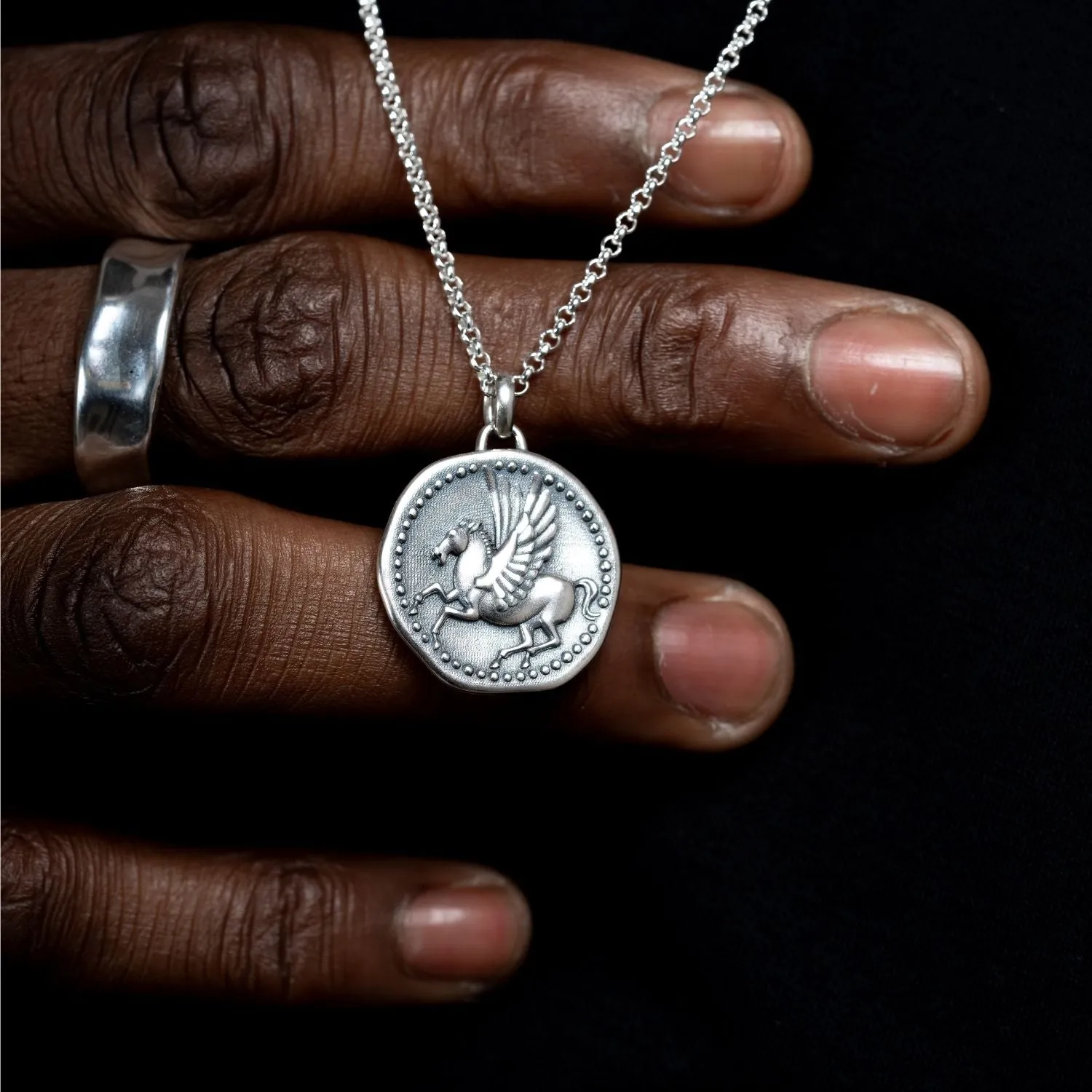 Men's 'Overcome and Thrive' Pegasus Talisman Necklace sold by Dower & Hall product image thumbnail 2