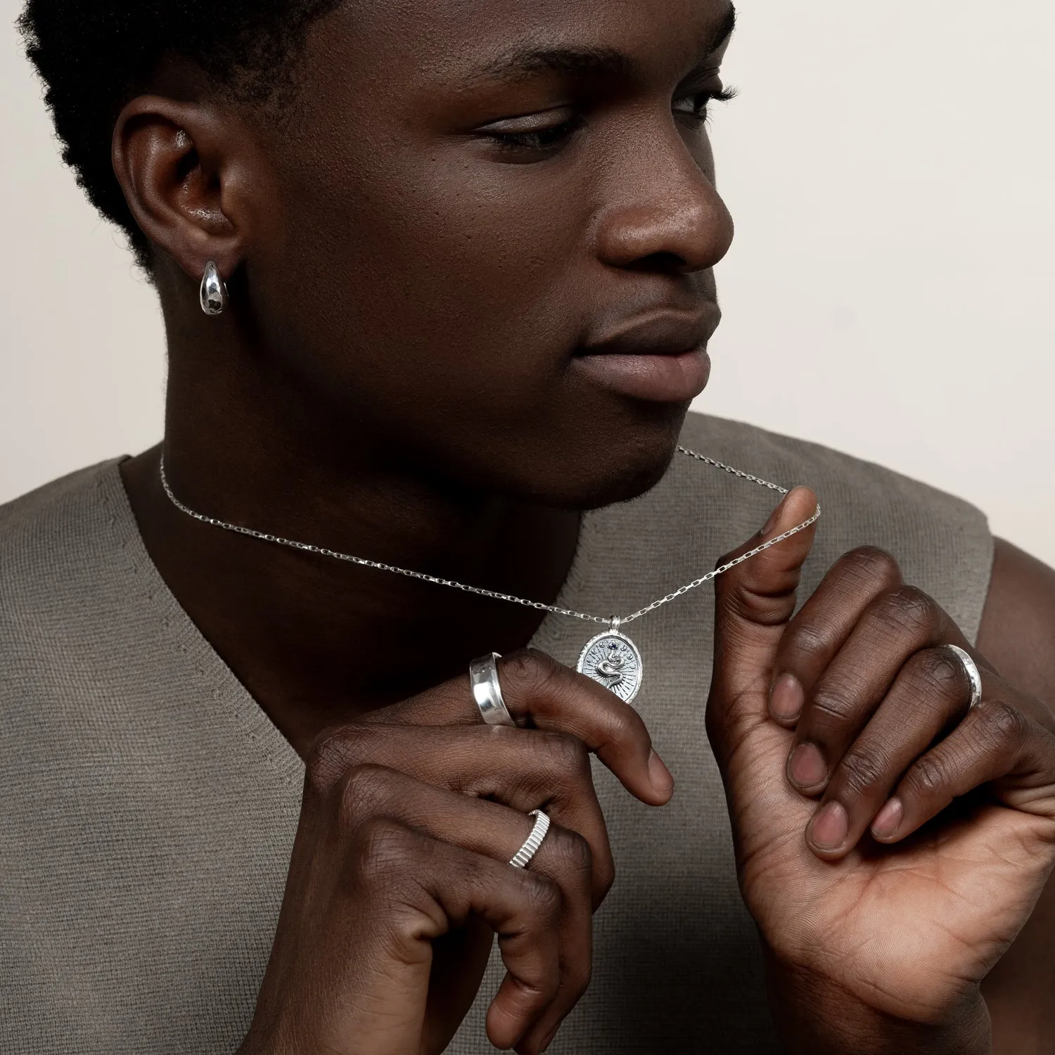 Men's Snake Talisman Necklace sold by Dower & Hall product image thumbnail 3