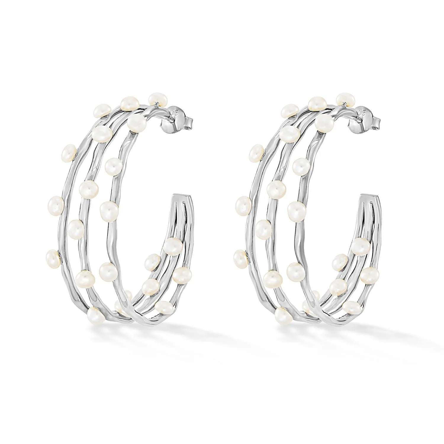 Large Triple Row Waterfall Pearl Hoops sold by Dower & Hall product image thumbnail 4