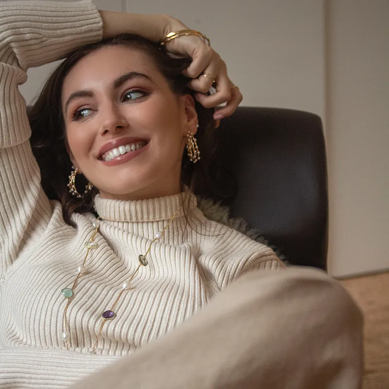 Large Triple Row Waterfall Pearl Hoops sold by Dower & Hall product image thumbnail 2