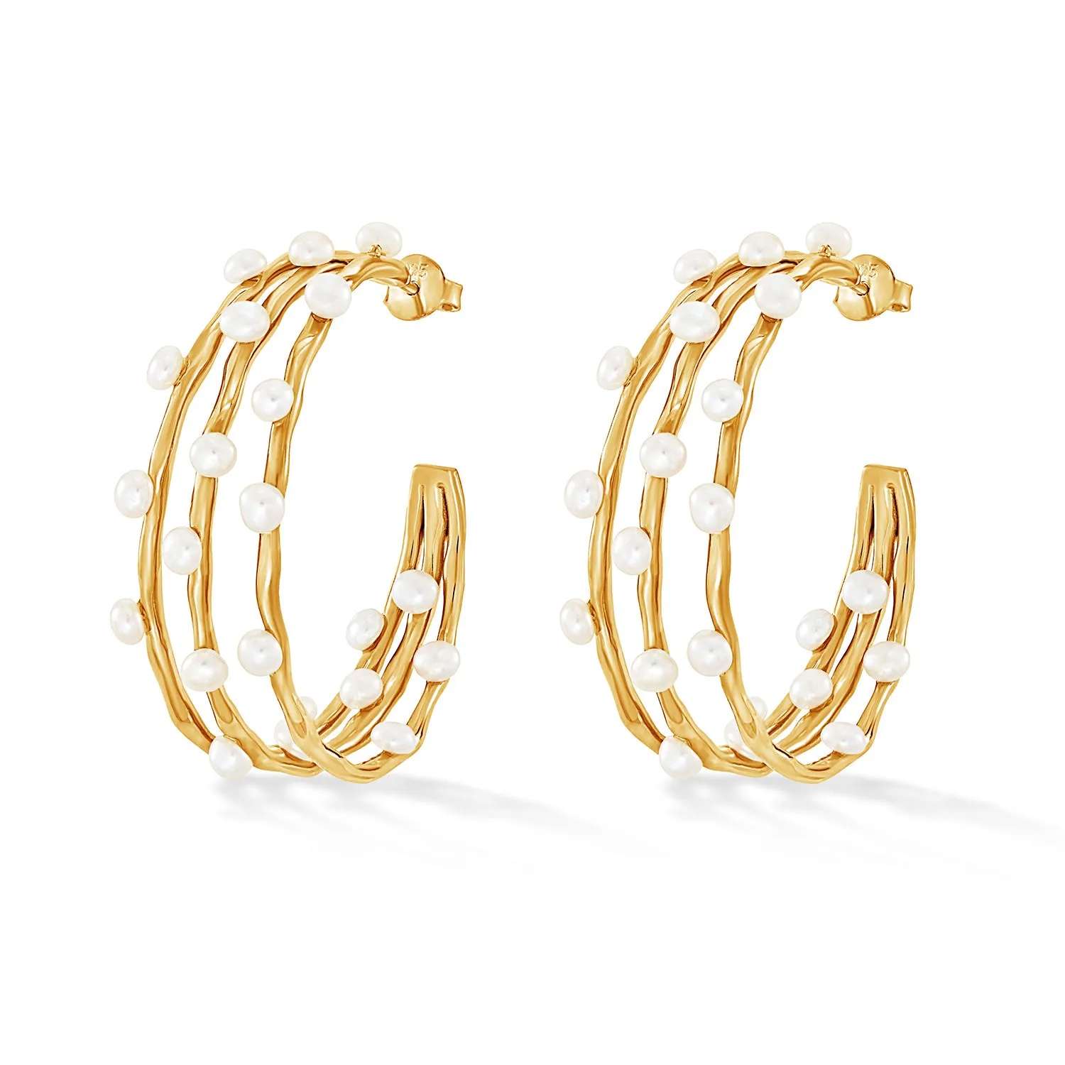 Large Triple Row Waterfall Pearl Hoops sold by Dower & Hall