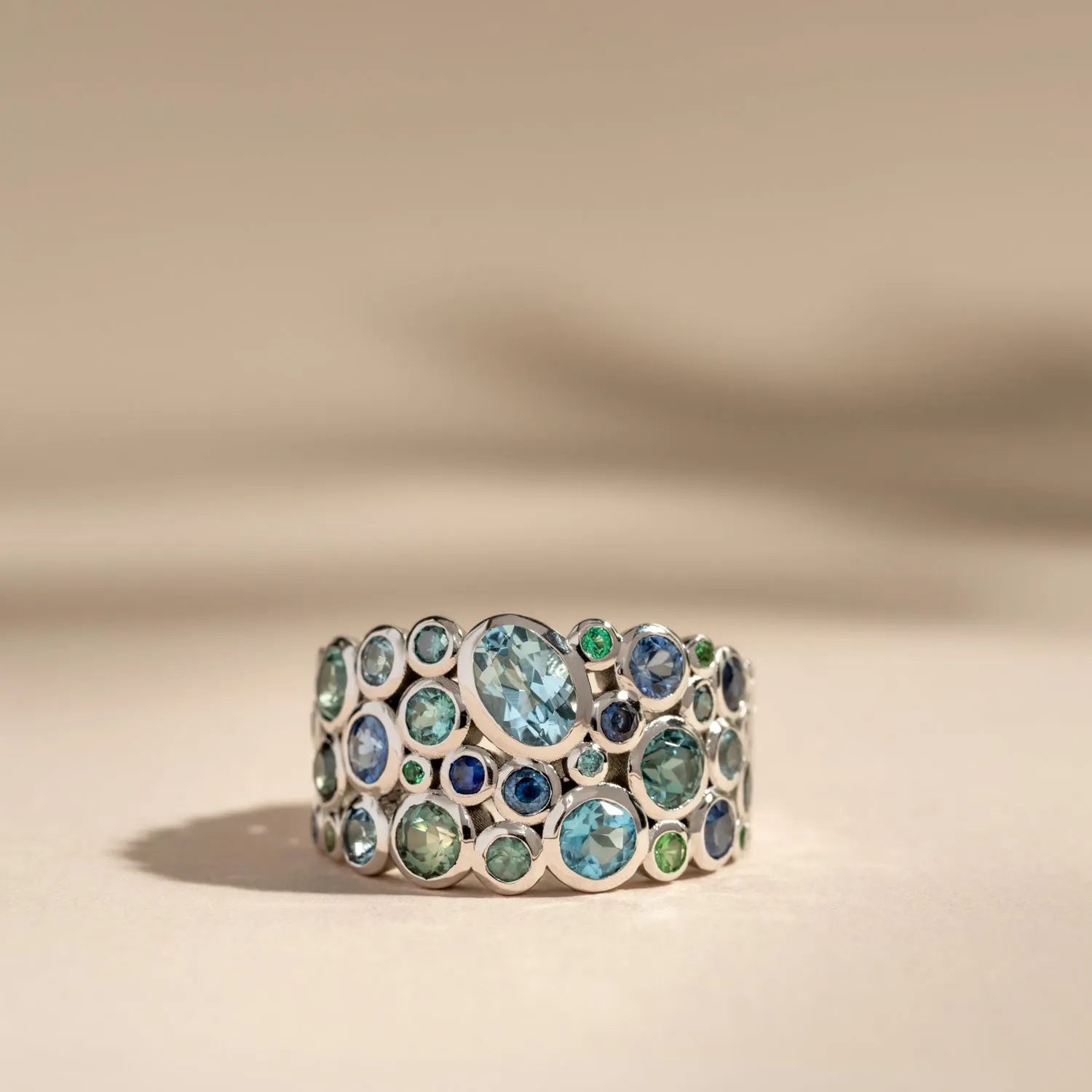 18k Bespoke Teal Cascade Ring sold by Dower & Hall product image thumbnail 5
