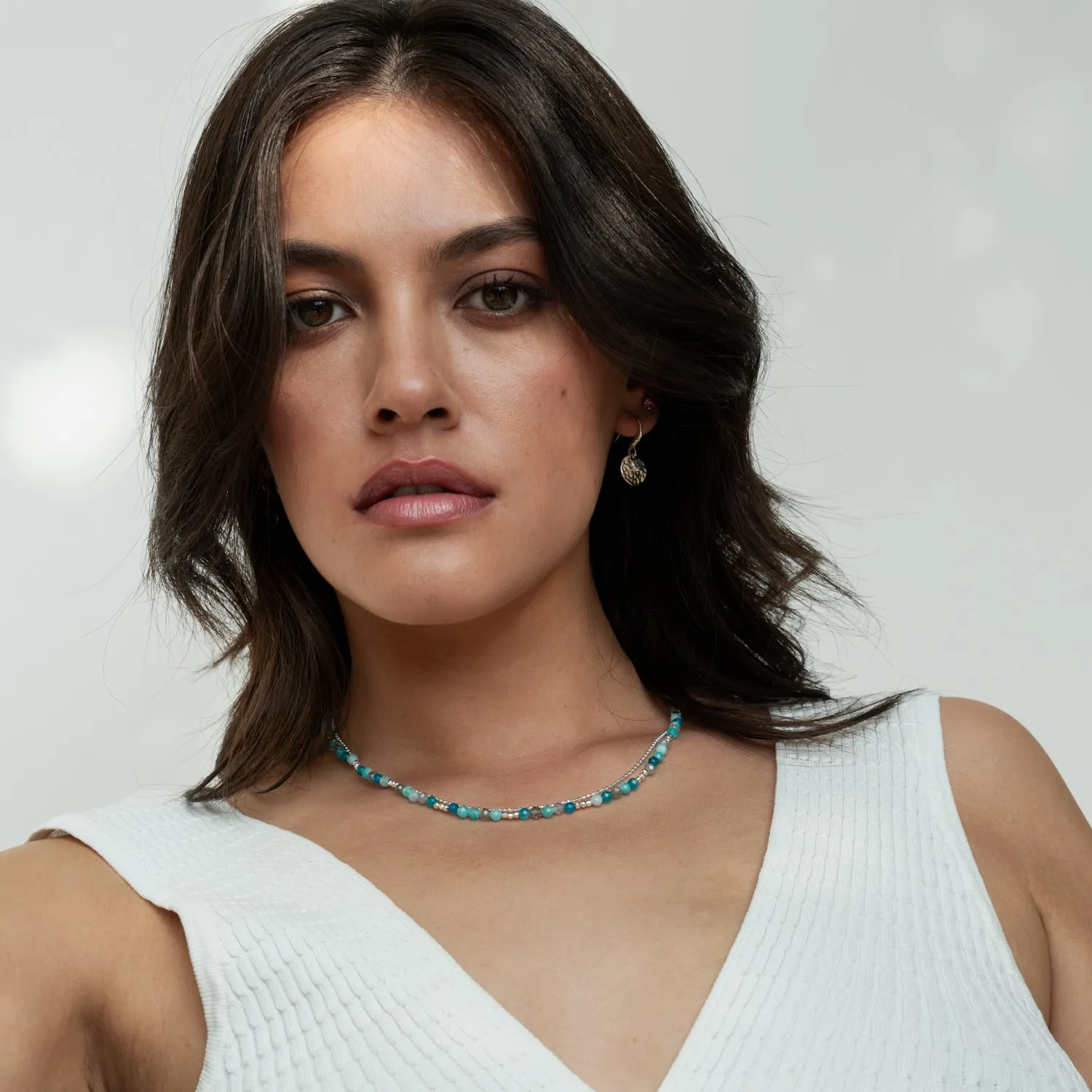 Hammered Disc & Blue Topaz Array Drop Earrings sold by Dower & Hall product image thumbnail 4