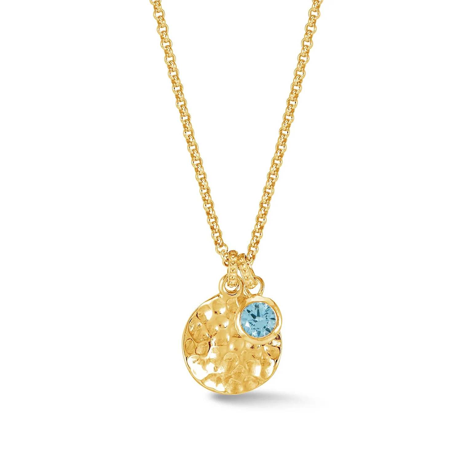 Hammered Disc & 5mm Blue Topaz Array Pendant sold by Dower & Hall product image thumbnail 4