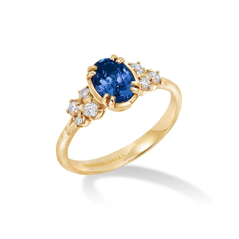 18k Large Oval Sapphire & Diamond Stargazer Ring sold by Dower & Hall