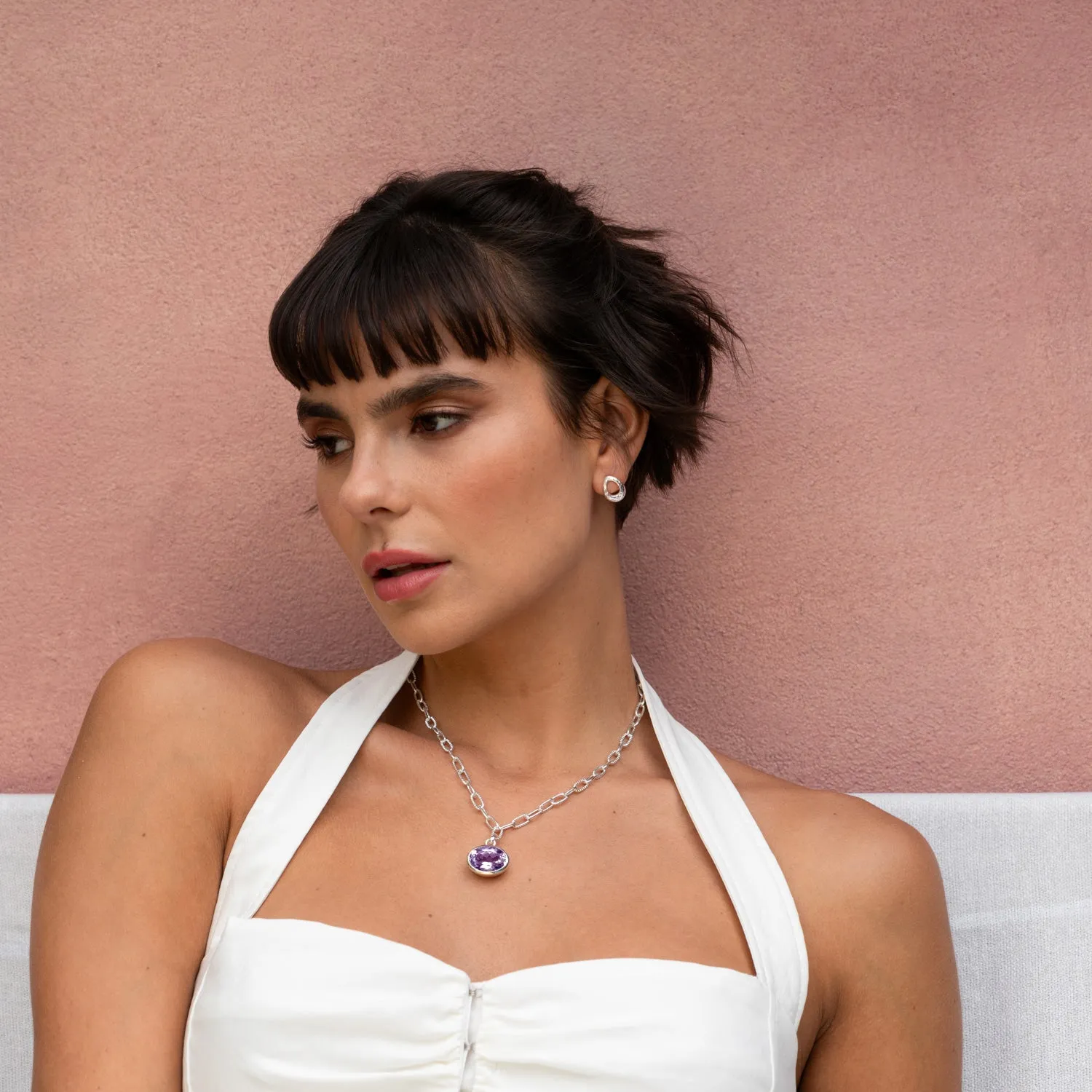 Large Oval Amethyst Array Pendant sold by Dower & Hall product image thumbnail 2