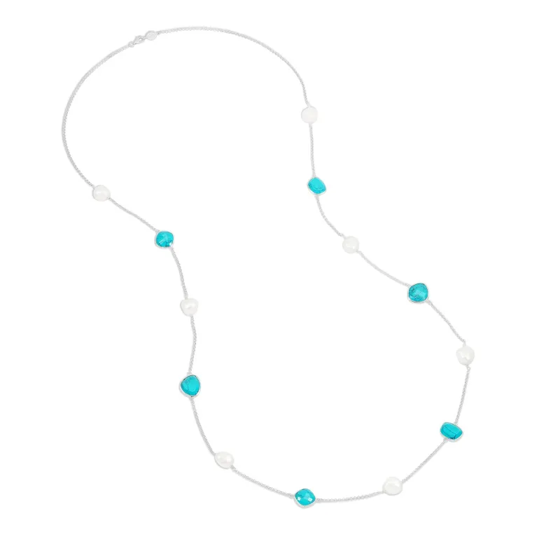 Long Turquoise & Baroque Pearl Necklace sold by Dower & Hall