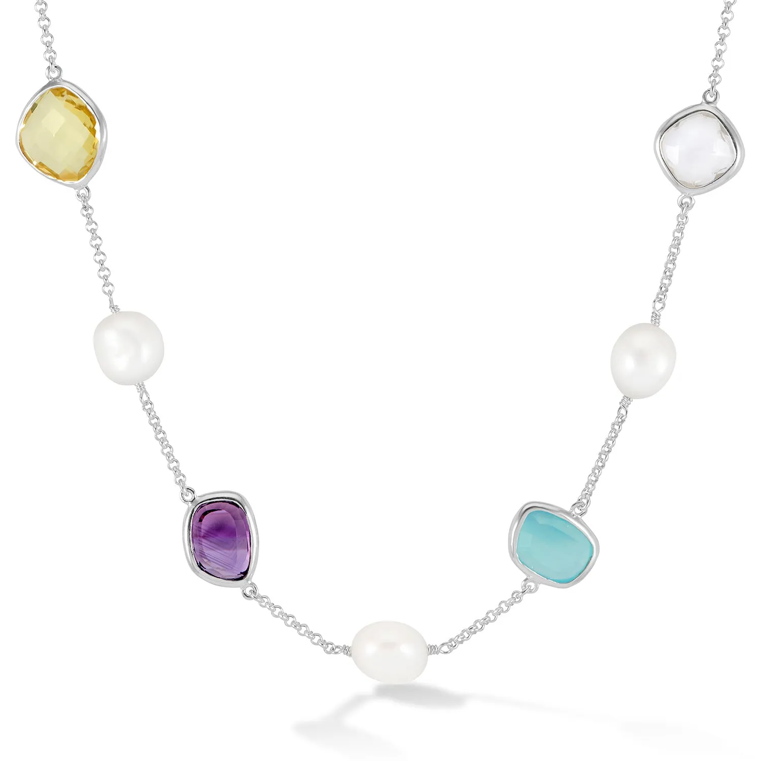 Candy Gemstone & Baroque Pearl Pebble Necklace sold by Dower & Hall product image thumbnail 4