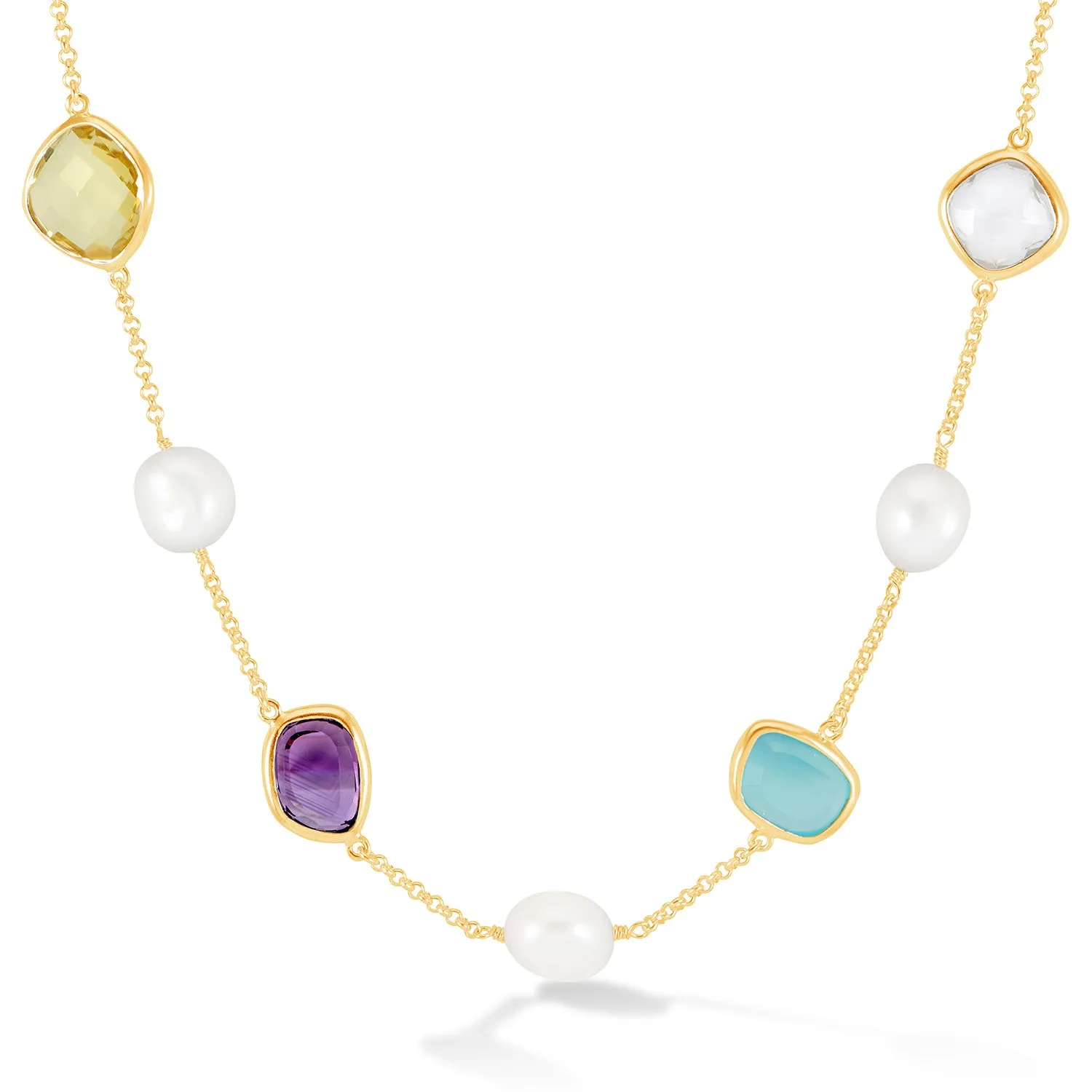 Candy Gemstone & Baroque Pearl Pebble Necklace sold by Dower & Hall product image thumbnail 5