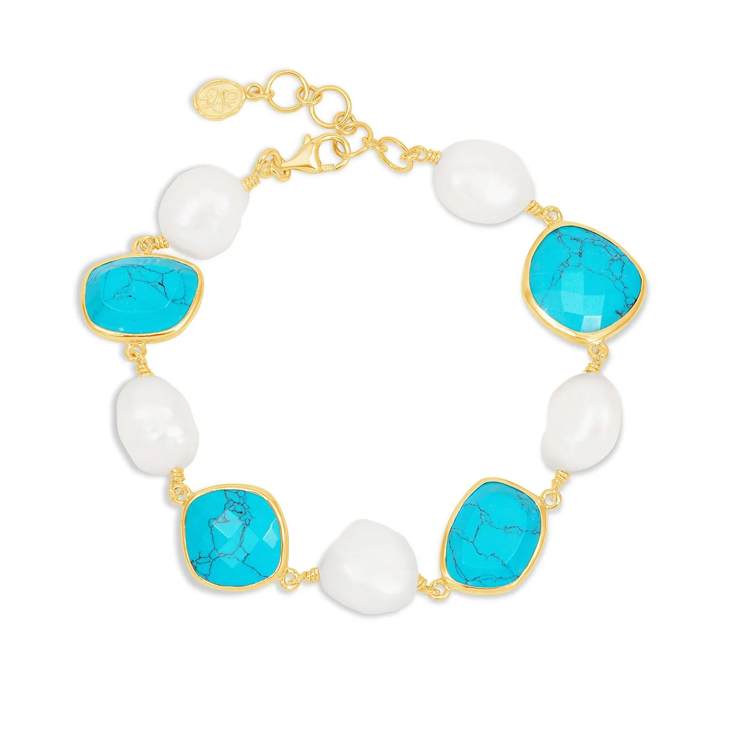 Turquoise & Pearl Pebble Bracelet sold by Dower & Hall product image thumbnail 5