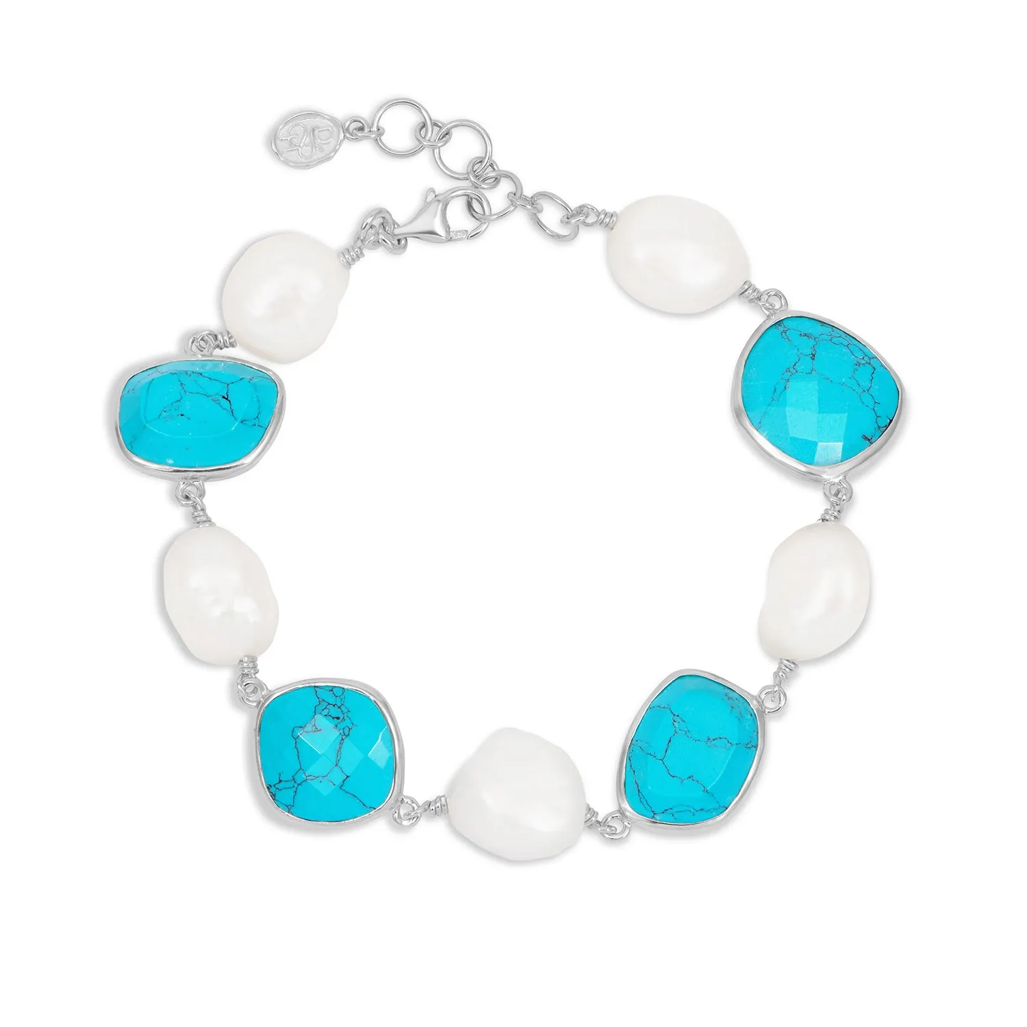 Turquoise & Pearl Pebble Bracelet sold by Dower & Hall