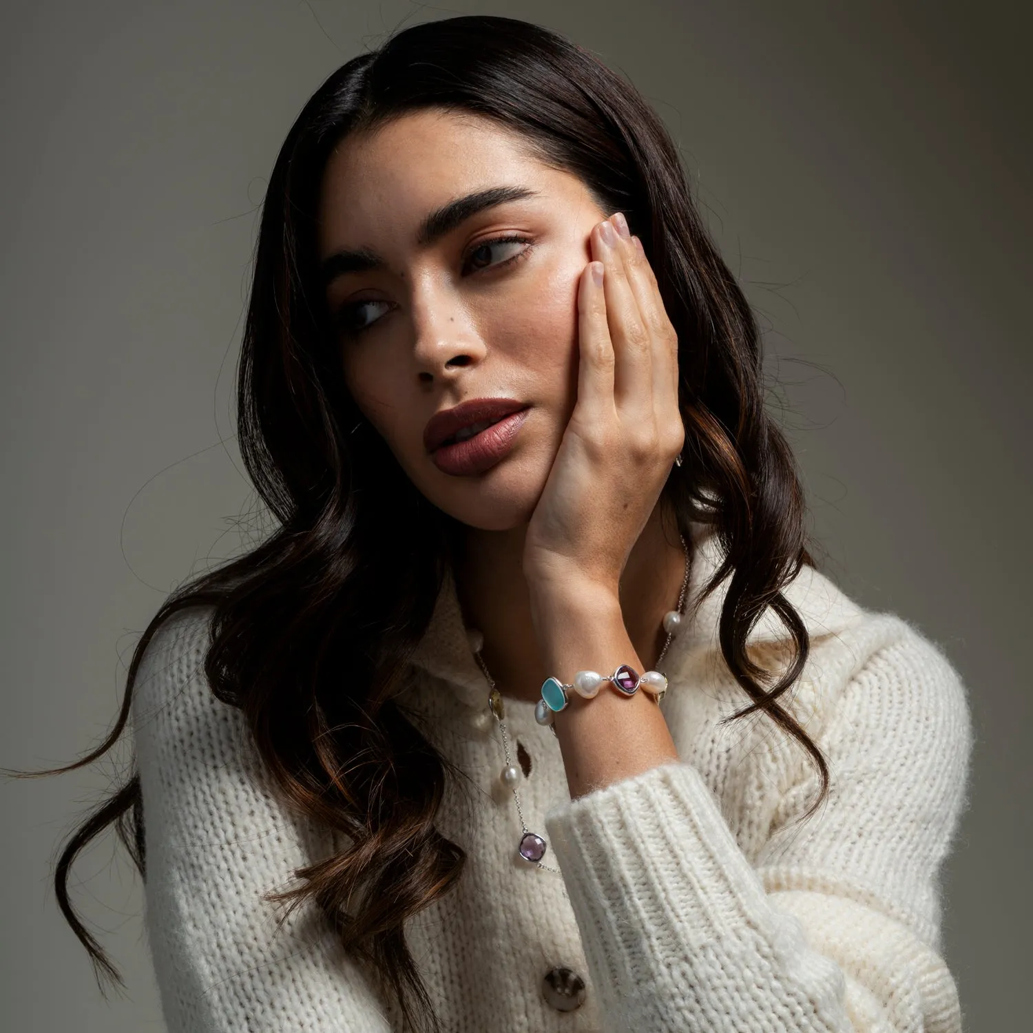 'Candy' Gemstone & Pearl Pebble Bracelet sold by Dower & Hall product image thumbnail 5