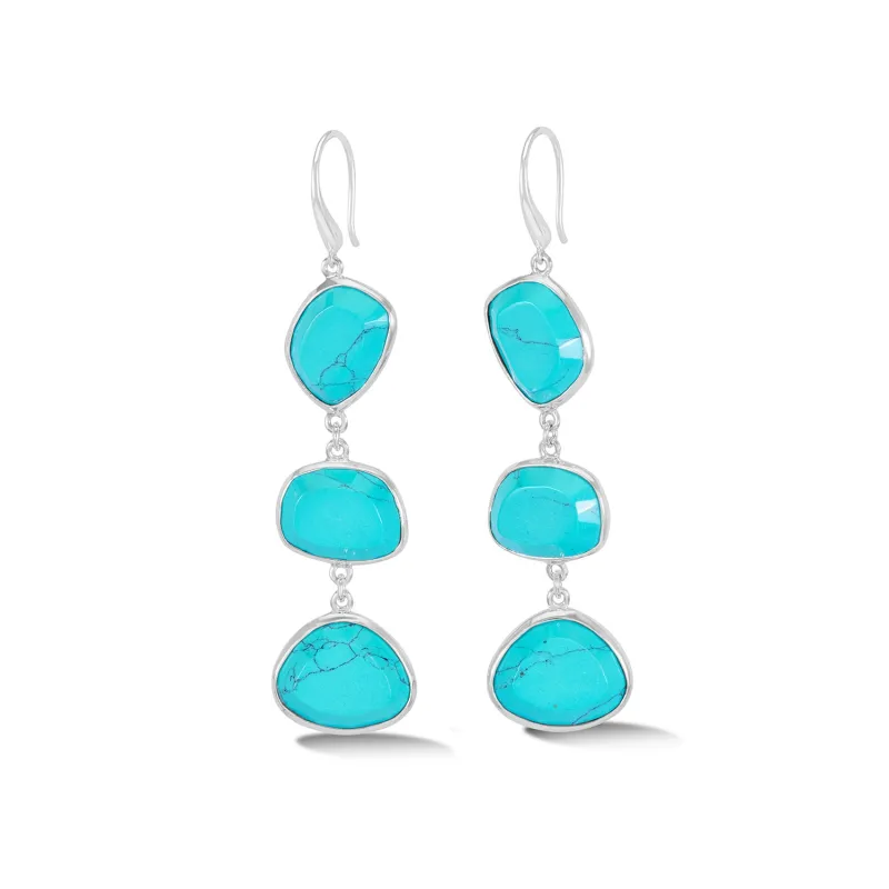 Long Turquoise Pebble Drop Earrings sold by Dower & Hall