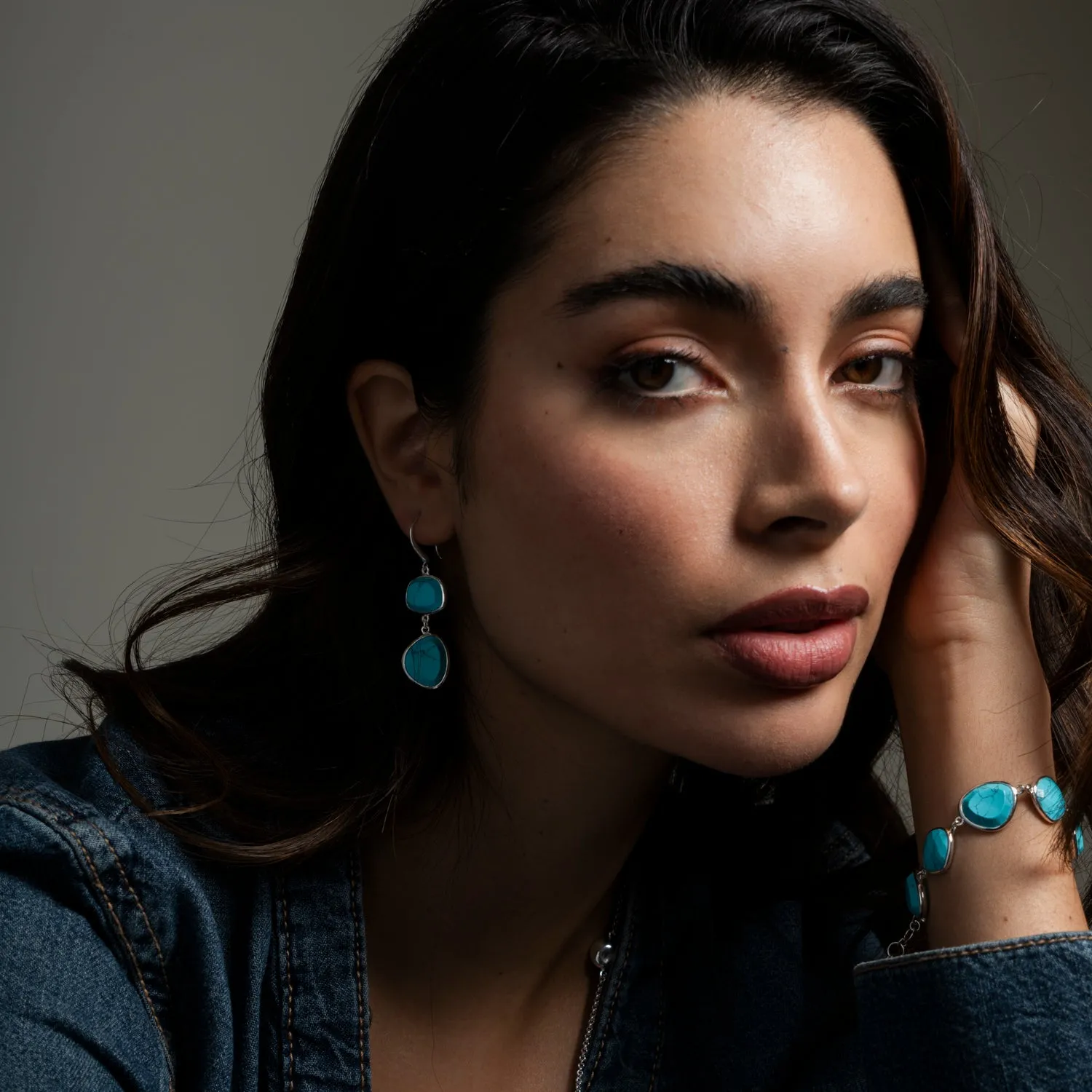 Turquoise Pebble Drop Earrings sold by Dower & Hall product image thumbnail 3