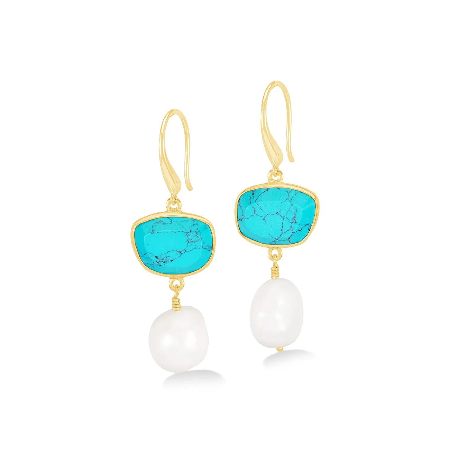 Turquoise Pebble & Pearl Drop Earrings sold by Dower & Hall product image thumbnail 5